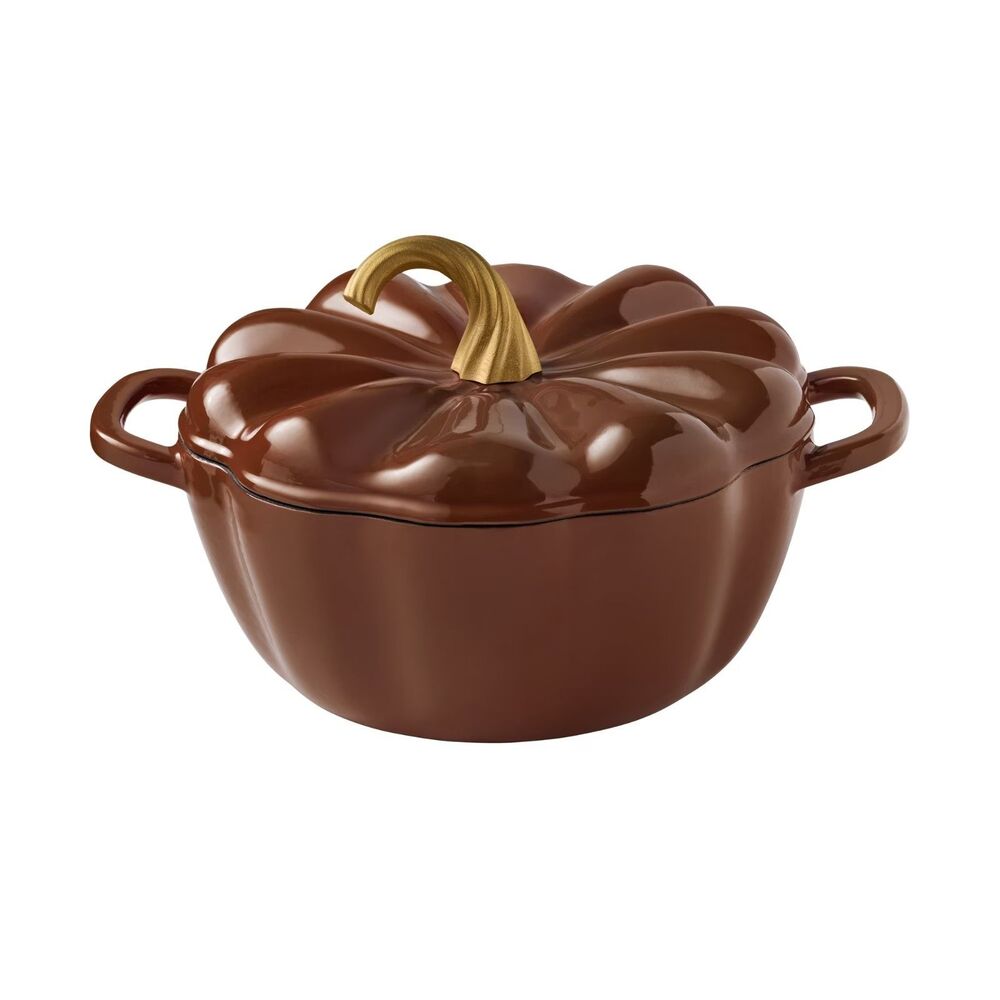 Pioneer Woman Pumpkin Enameled Cast Iron Dutch Oven Brown Fall Thanksgiving
